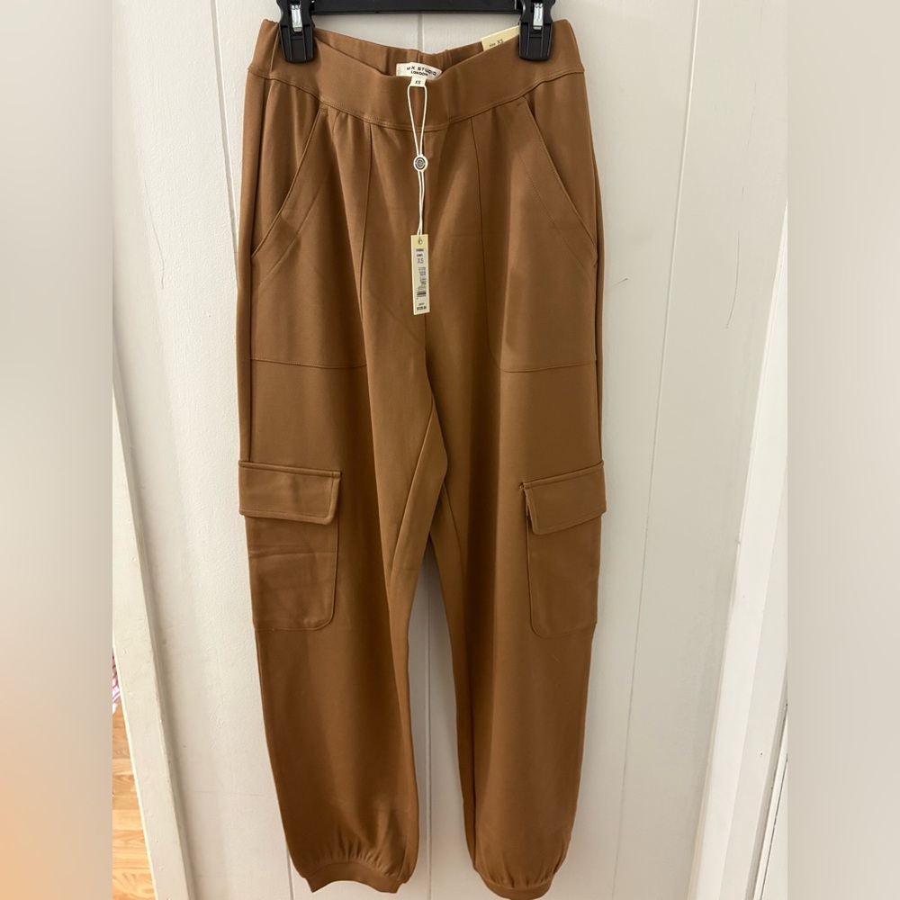 Max Studio Brown Cargo Joggers Mid Rise Ankle Length
